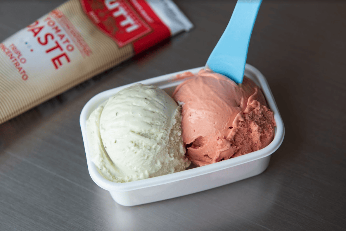 Tomato Ice Cream made with Tomato Paste