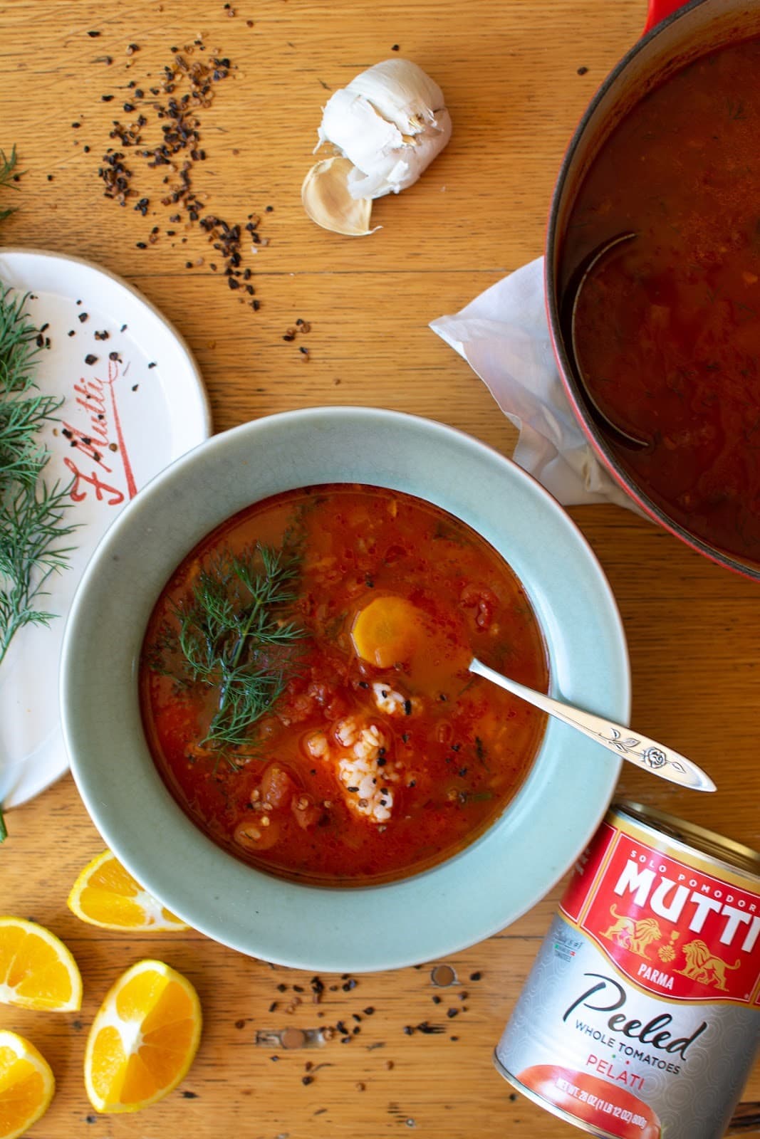 Tomato and Rice Soup with Dill