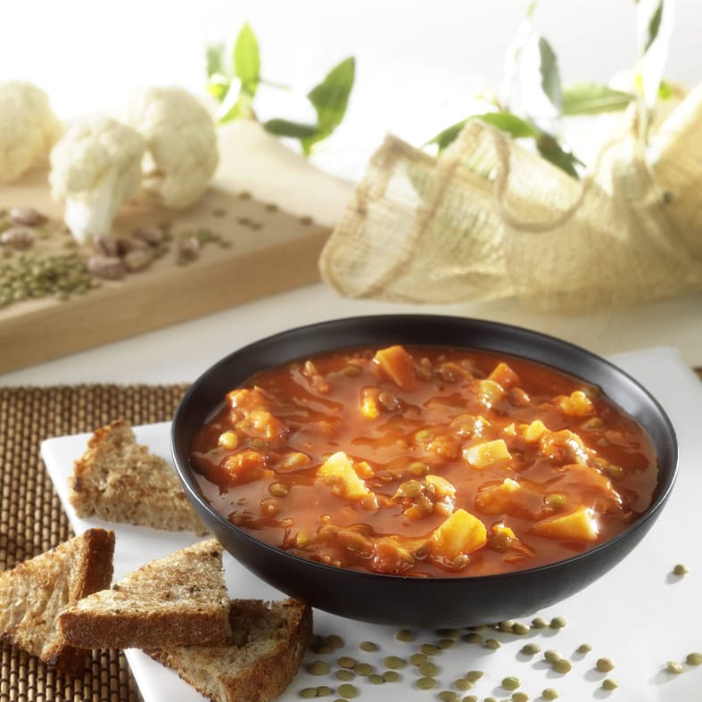 Lentil Soup with Tomatoes, Vegetables and Bacon