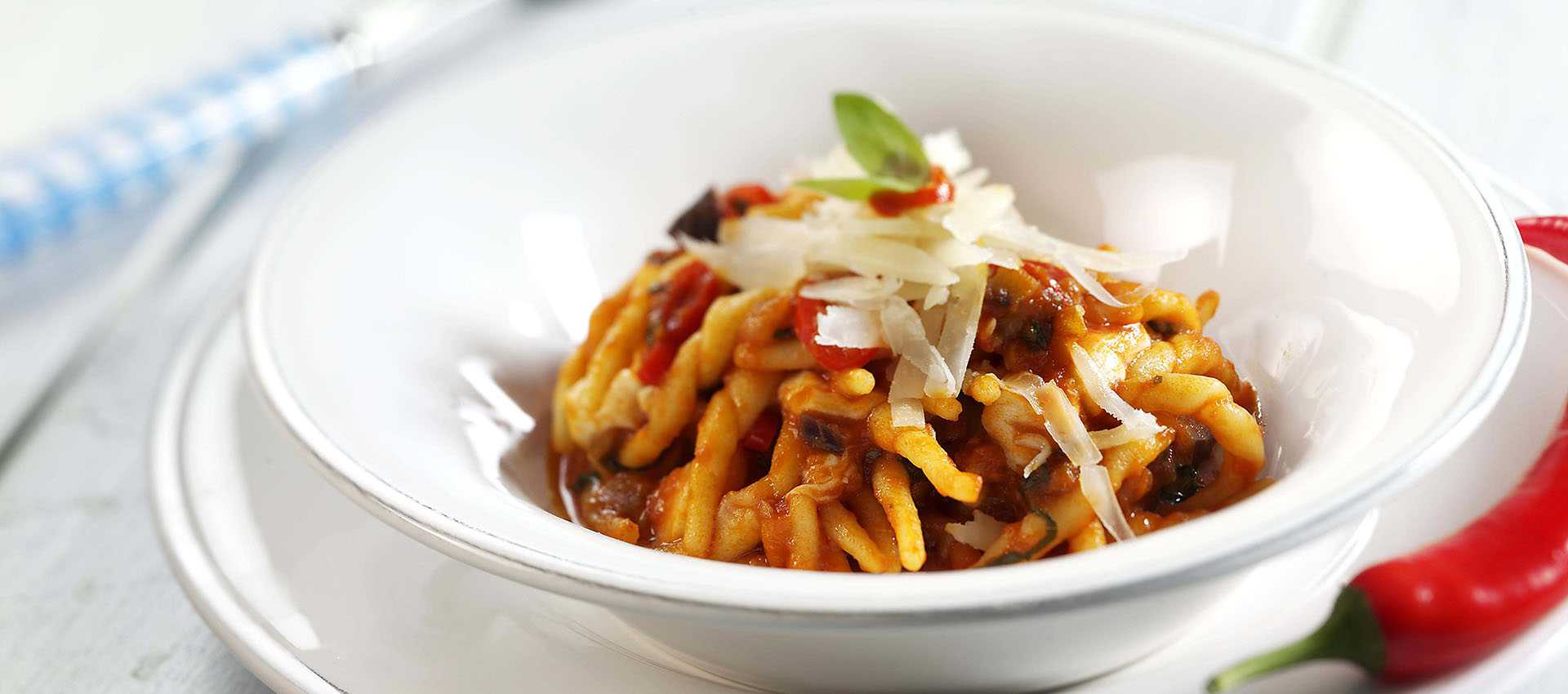 Trofiette con melanzane e bufala