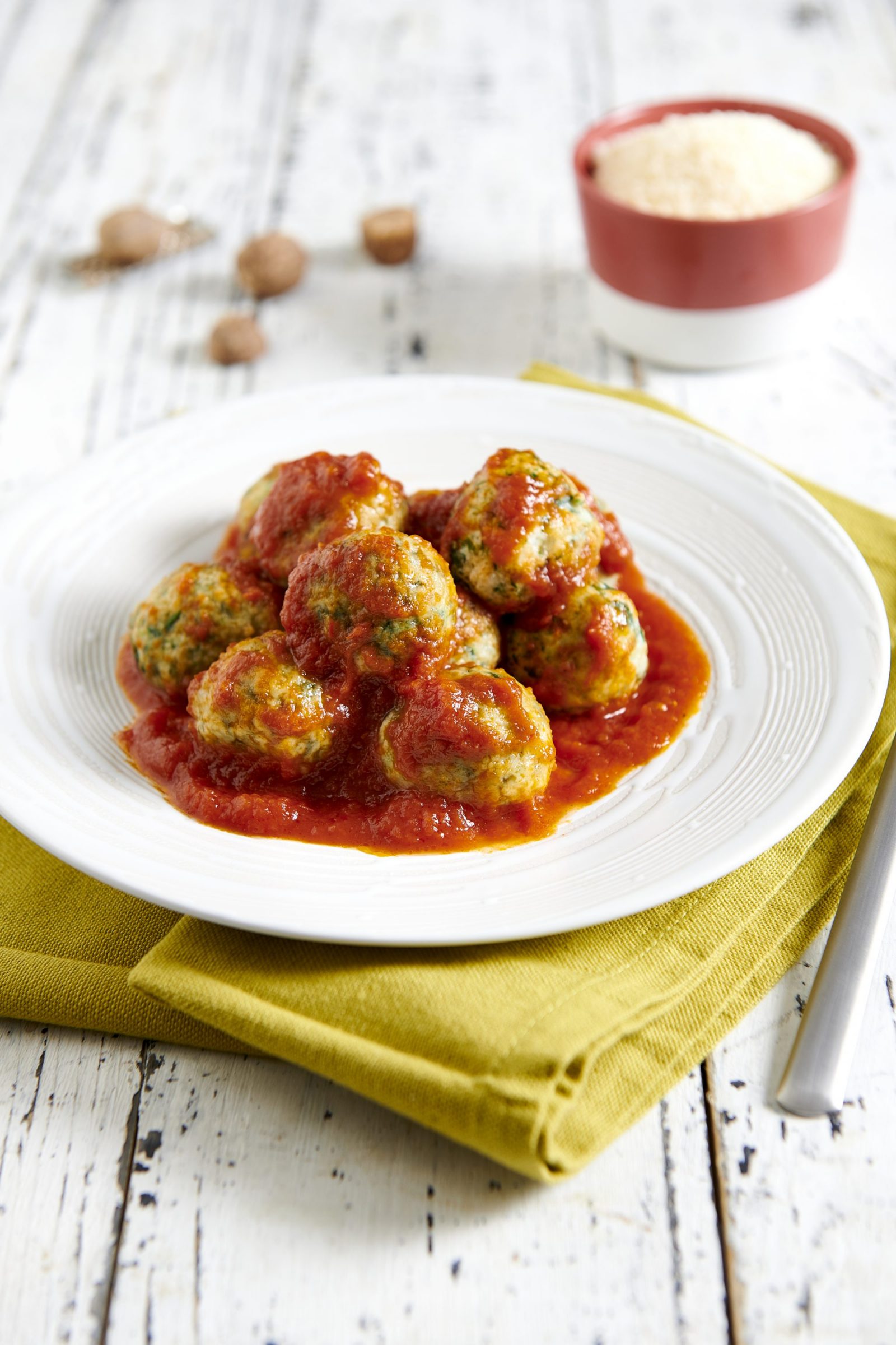Gnudi di ricotta e spinaci con salsa pizzutello