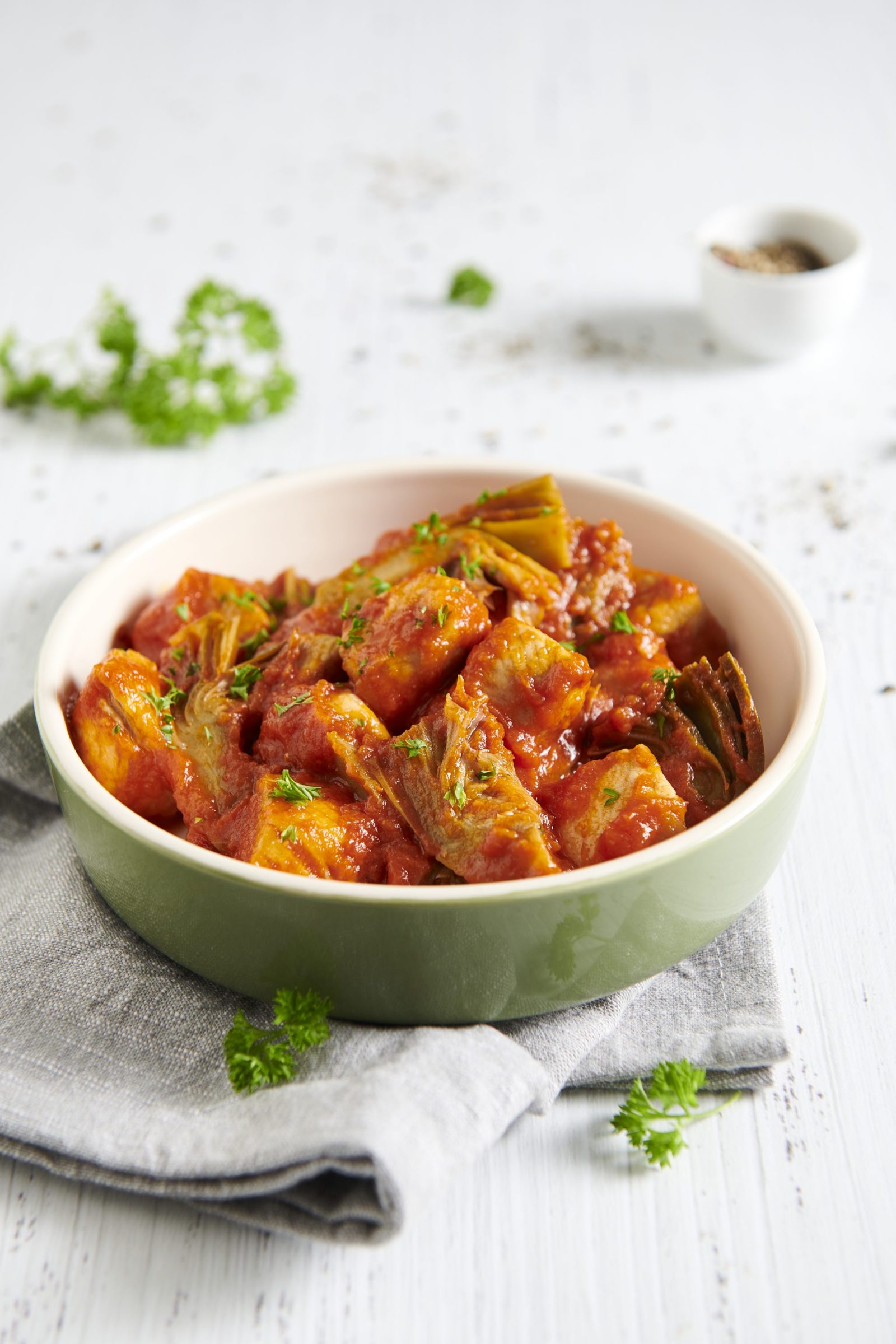 Spezzatino rosso di tacchino e carciofi