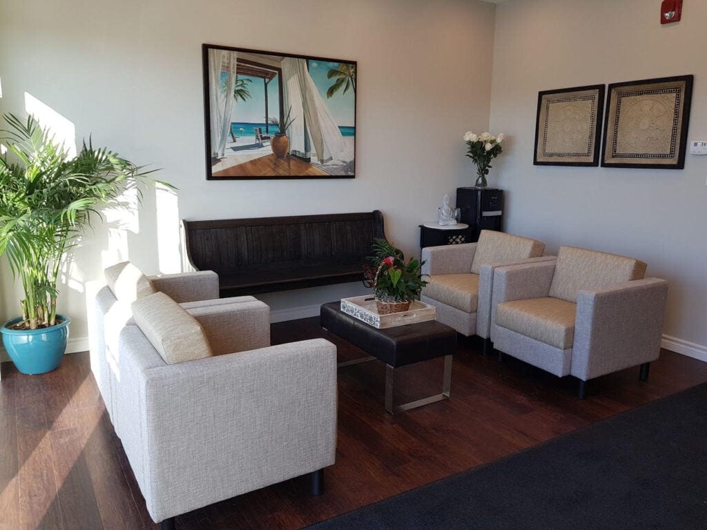 Waiting room at Pillars of Wellness in Burlington, Ontario
