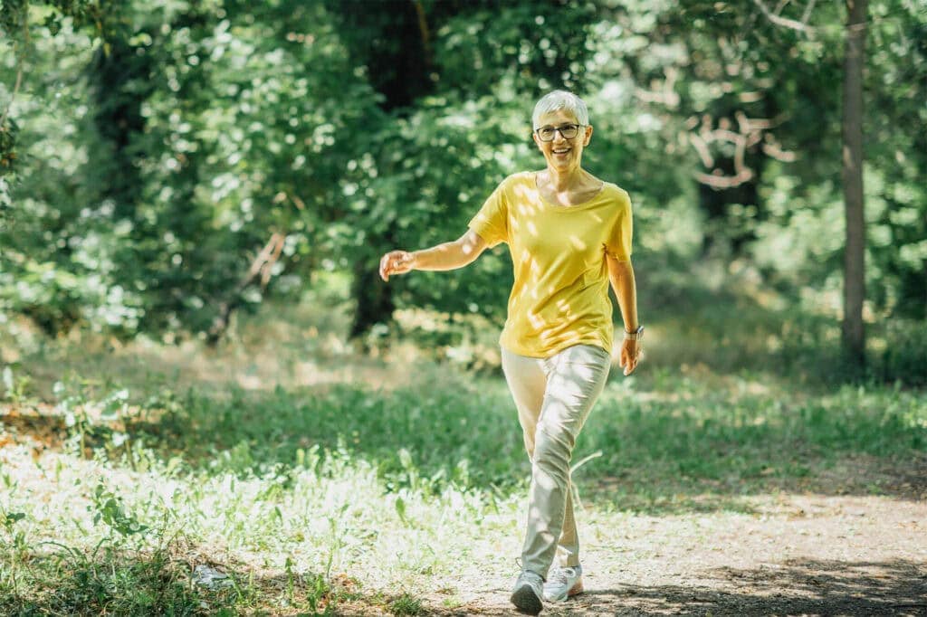 Woman with menopause walking