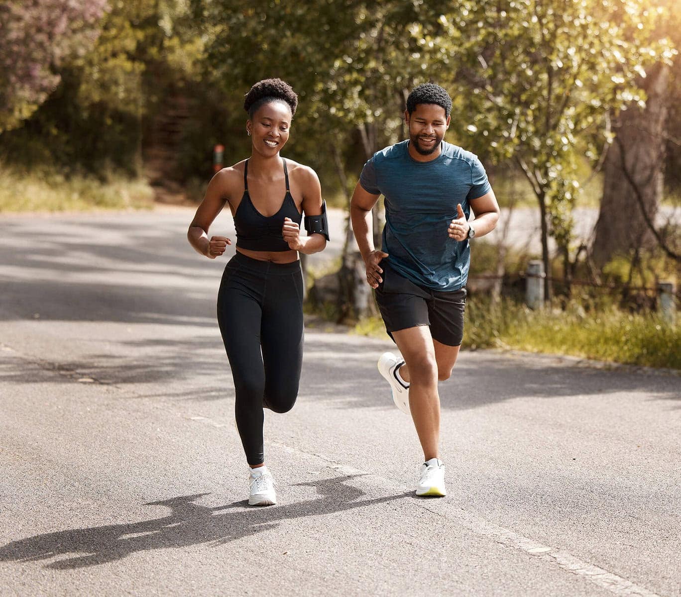 Couple running outdoors pain free
