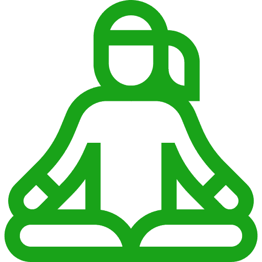 Woman practicing yoga in a serene virtual care setting