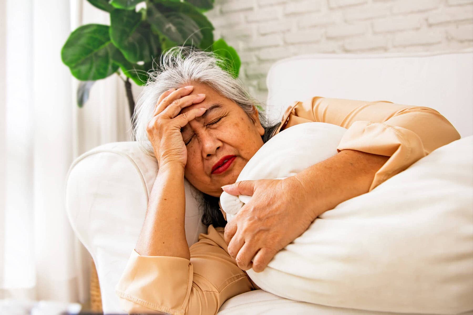 Woman having stroke symptoms