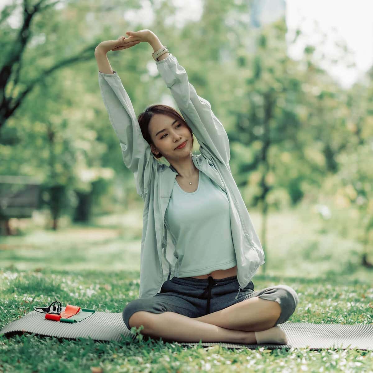 Woman Doing Yoga Park