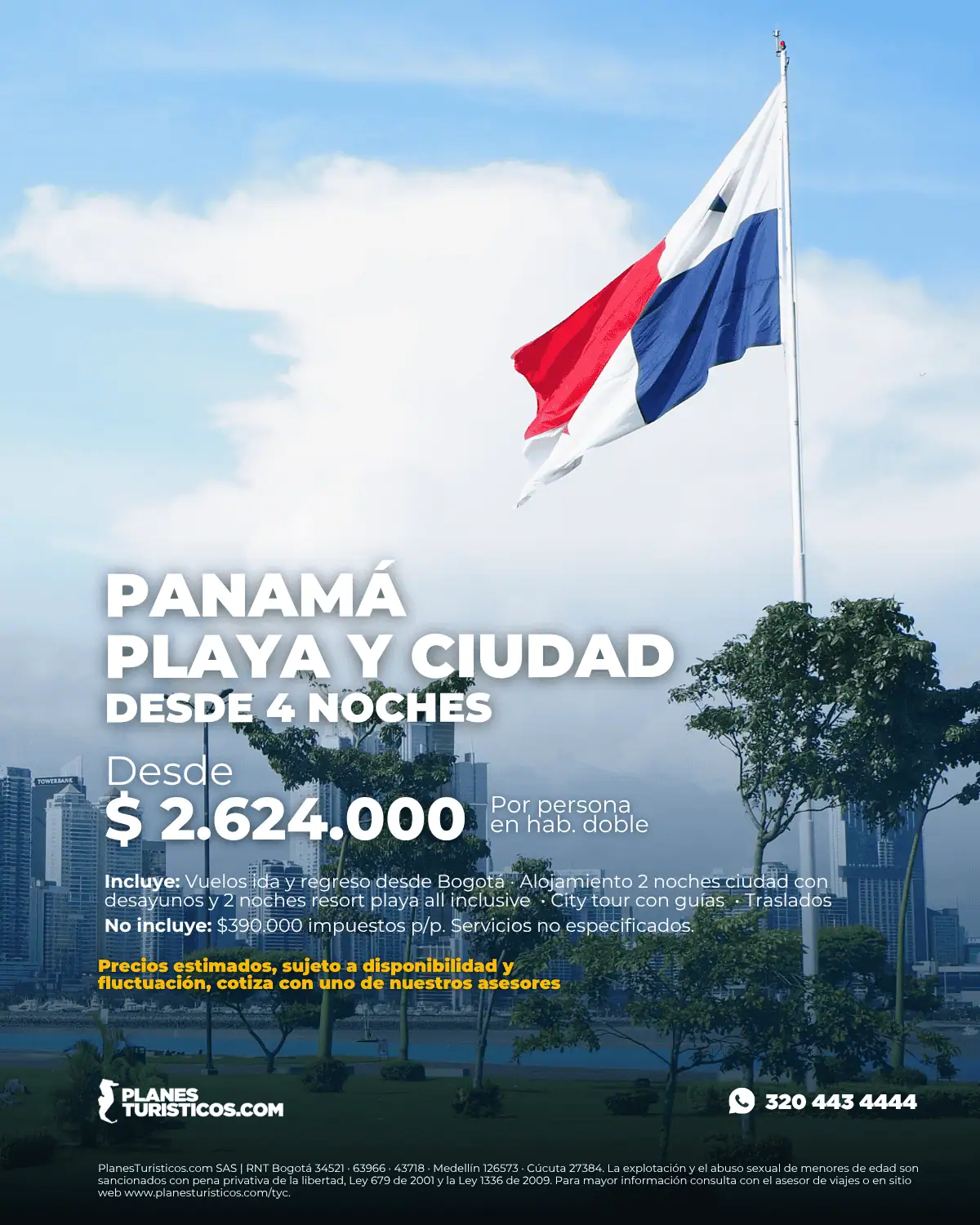 Oferta Flash Panamá Playa y Ciudad desde 4 noches con vuelos desde Bogotá desde $2.624.000 COP por persona
