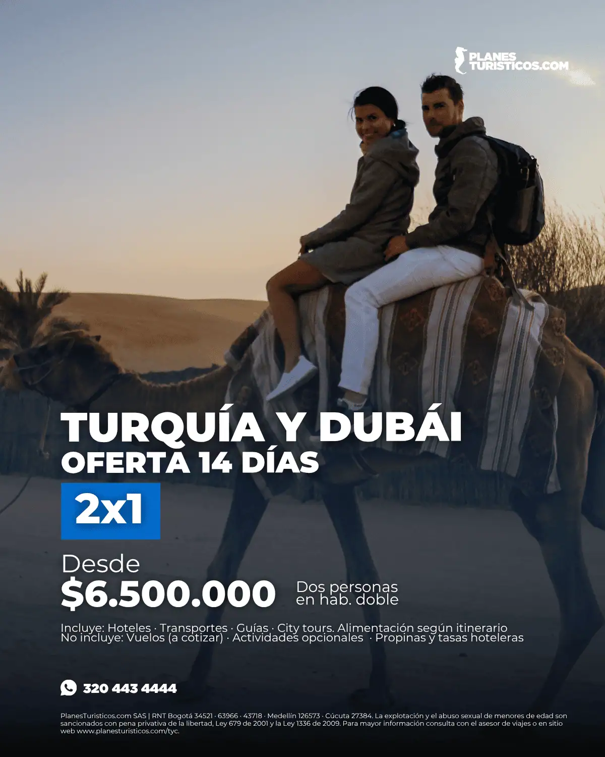 Oferta 2x1 Turquía y Dubái 14 días desde $6.500.000 COP por dos personas