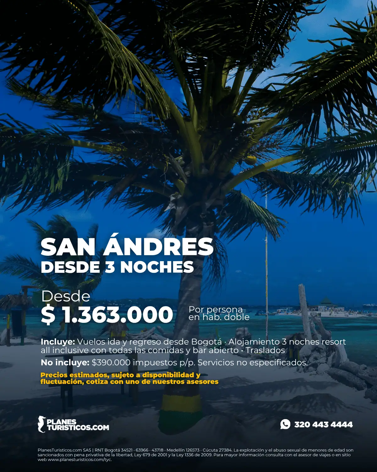 Oferta Flash San Andrés desde 3 noches all inclusive con vuelos desde Bogotá desde $1.363.000 COP por persona