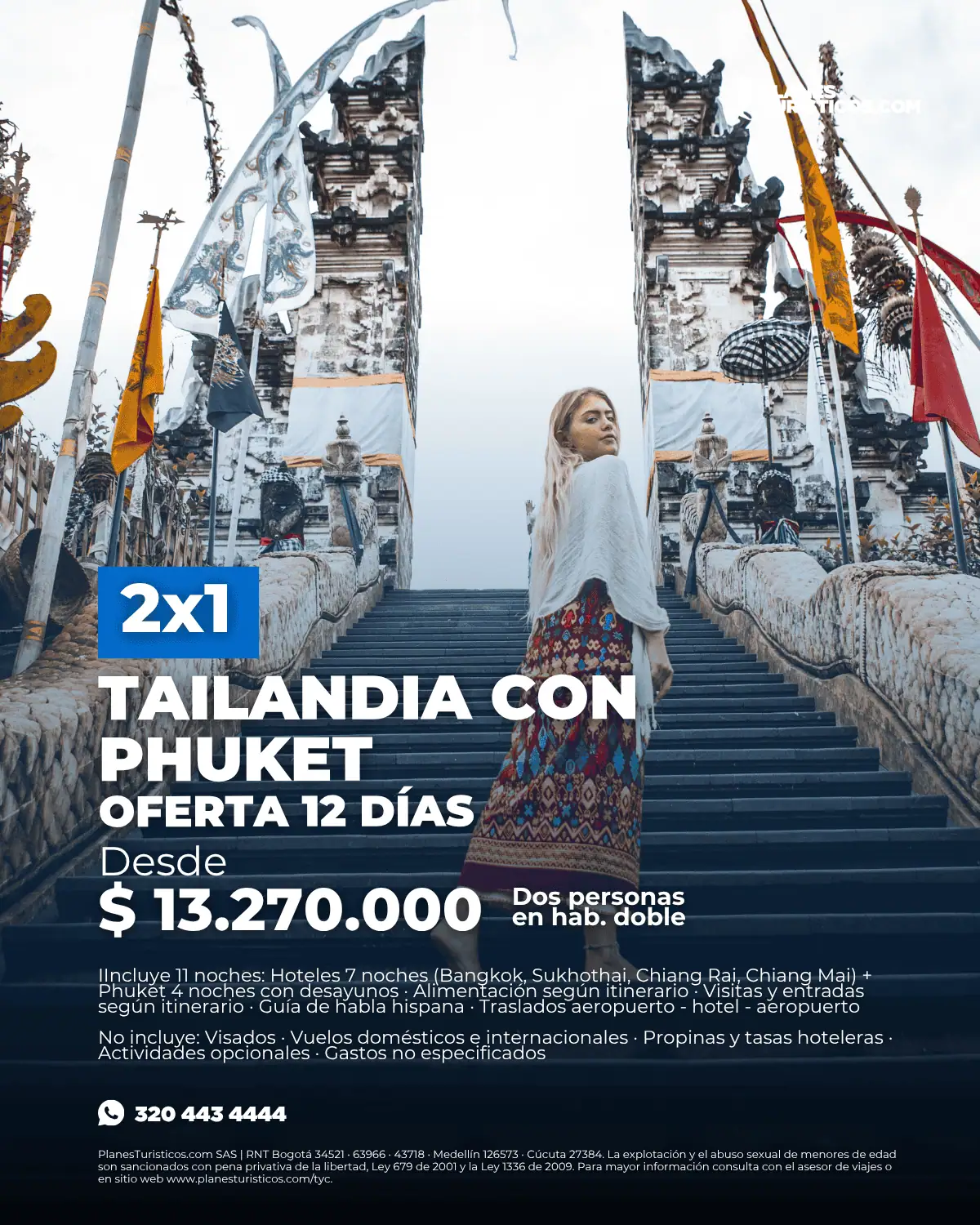 Oferta 2x1 Tailandia con Phuket 12 días: Bangkok, Chiang Rai, Chiang Mai y Phuket desde $13.270.000 COP por dos personas