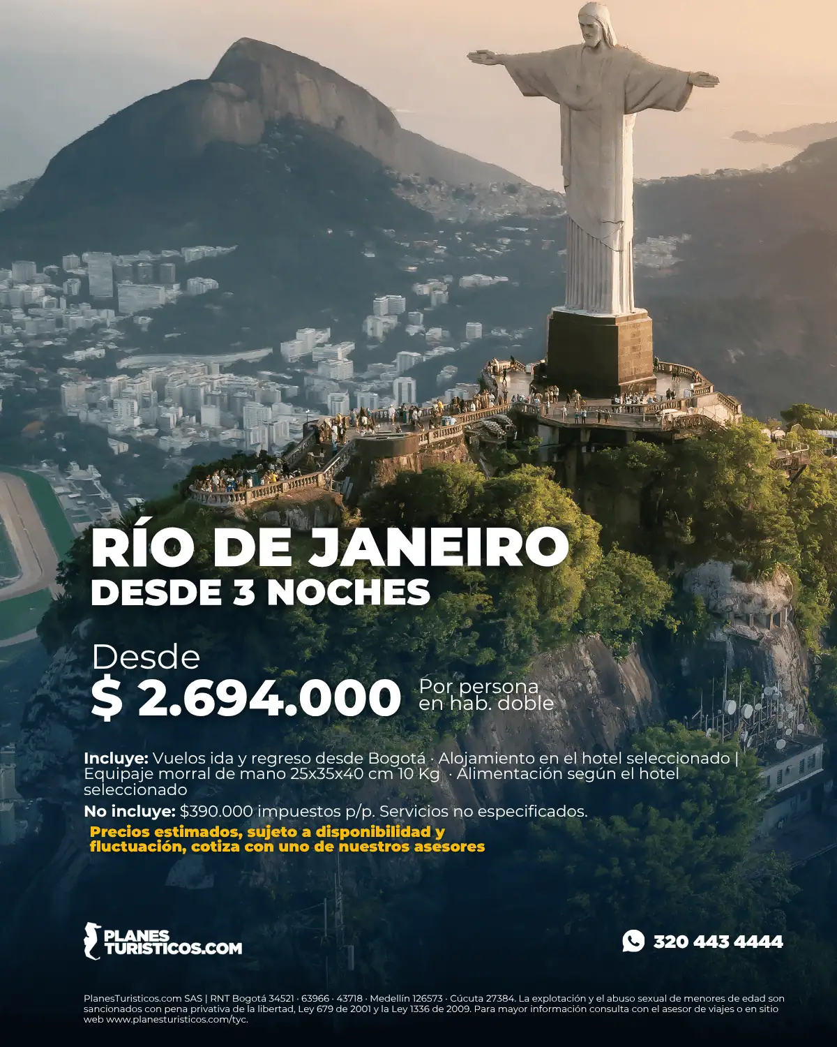 Oferta Flash Río de Janeiro desde 3 noches con vuelos desde Bogotá desde $2.694.000 COP por persona