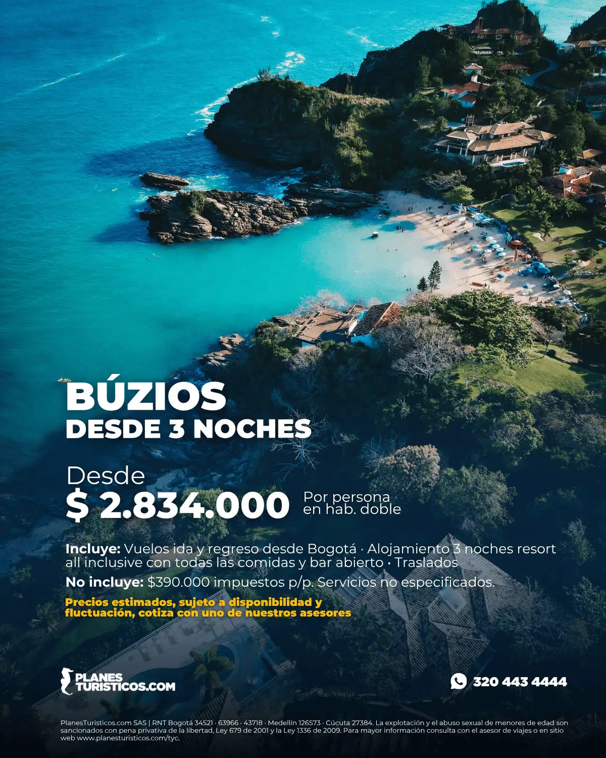 Oferta Flash Búzios Brasil desde 3 noches all inclusive con vuelos desde Bogotá desde $2.834.000 COP por persona