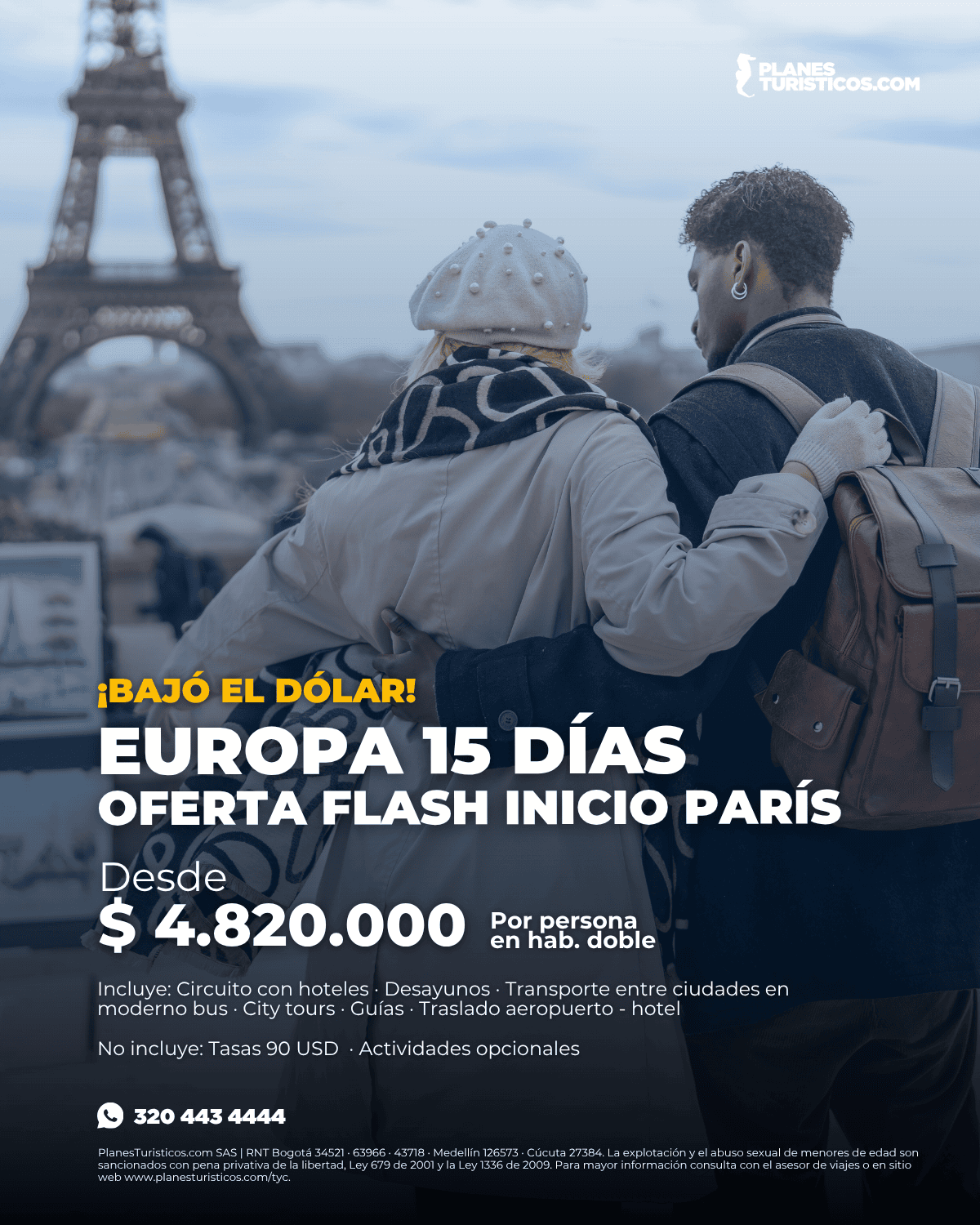 Circuito Europa Oferta Flash 15 días inicio en París desde $4.820.000 COP por persona