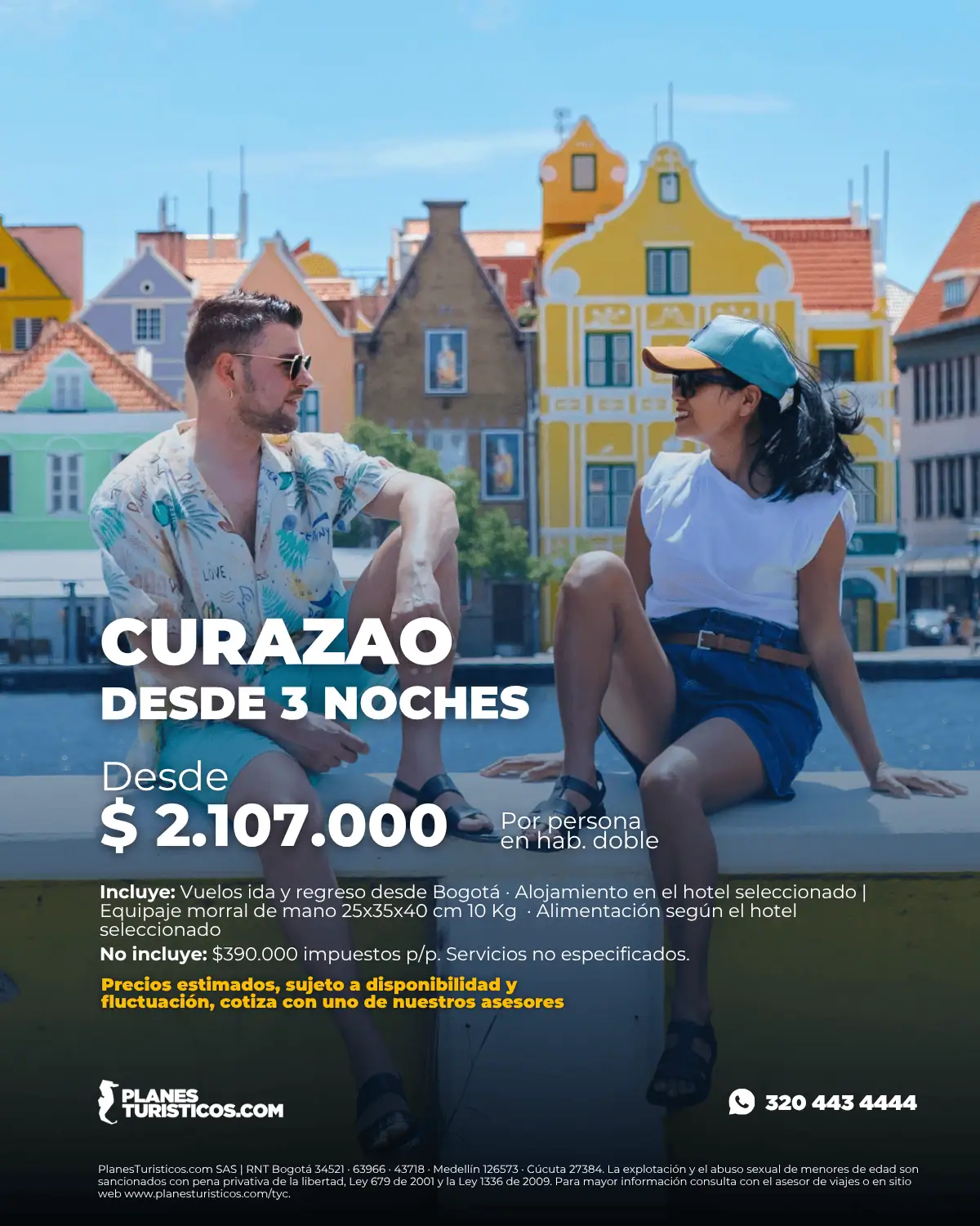 Oferta Flash Curazao desde 3 noches con vuelos desde Bogotá desde $2.107.000 COP por persona