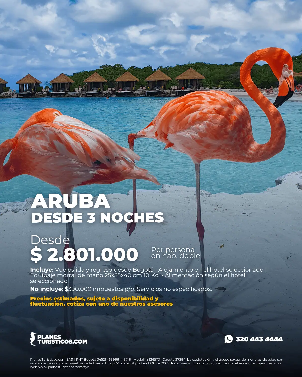 Oferta Flash Aruba desde 3 noches con vuelos desde Bogotá desde $2.801.000 COP por persona