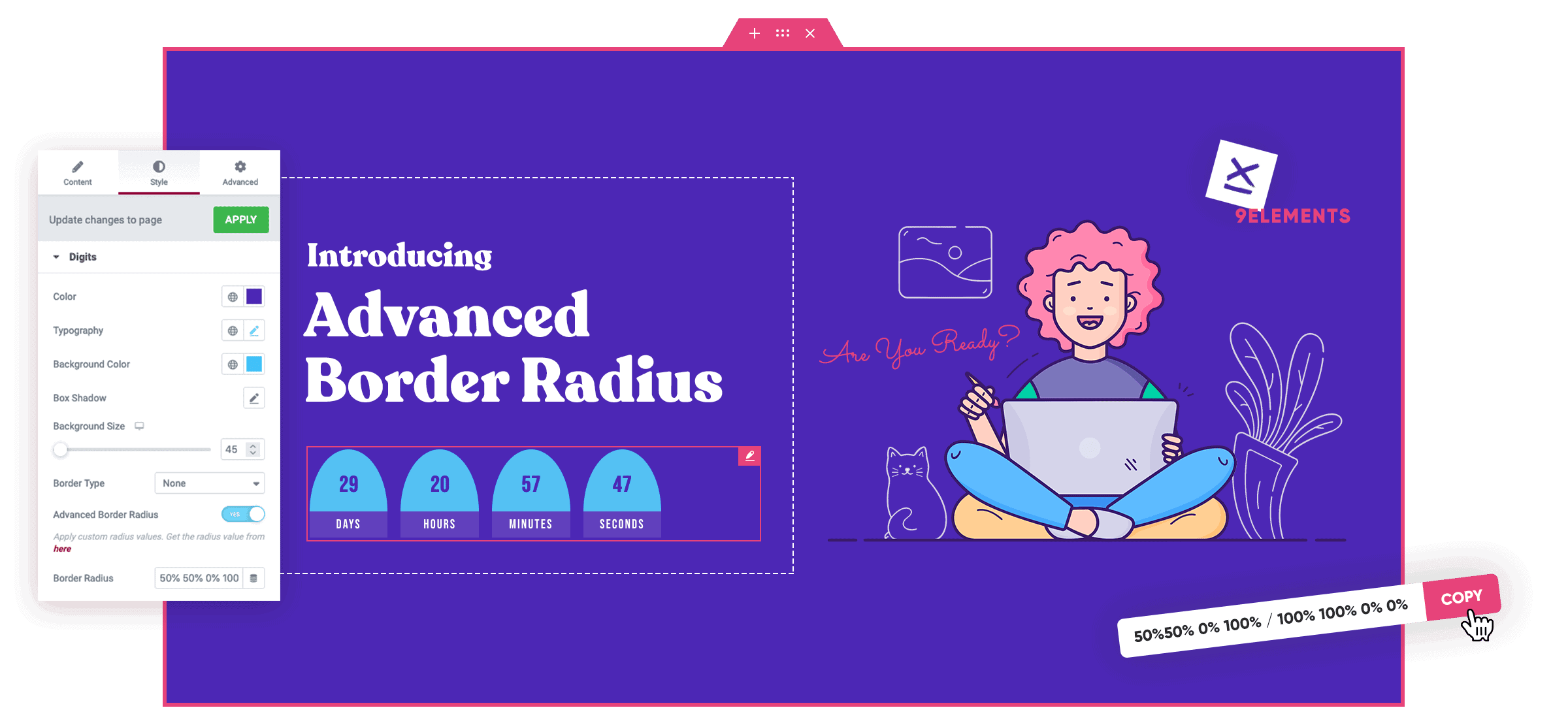 advanced border radius for elementor page builder