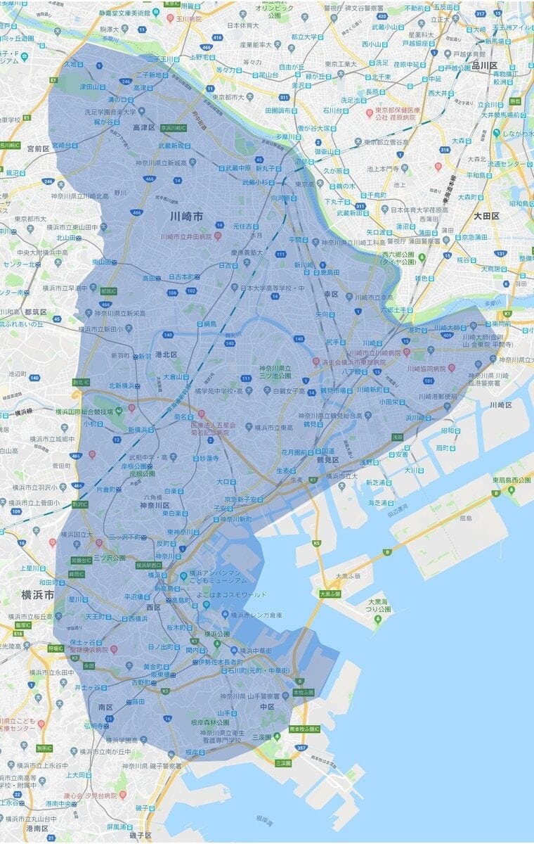 Uber Eats川崎配達エリア