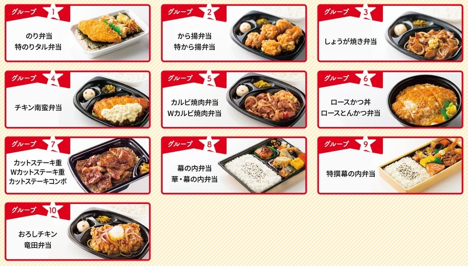 ほっともっとオールスタースタンプラリー対象商品一覧