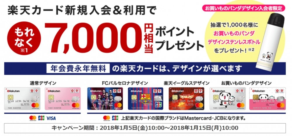 楽天カードの入会キャンペーン7000円
