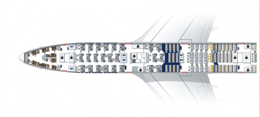 ルフトハンザB747-800　ファーストクラス　シートマップ