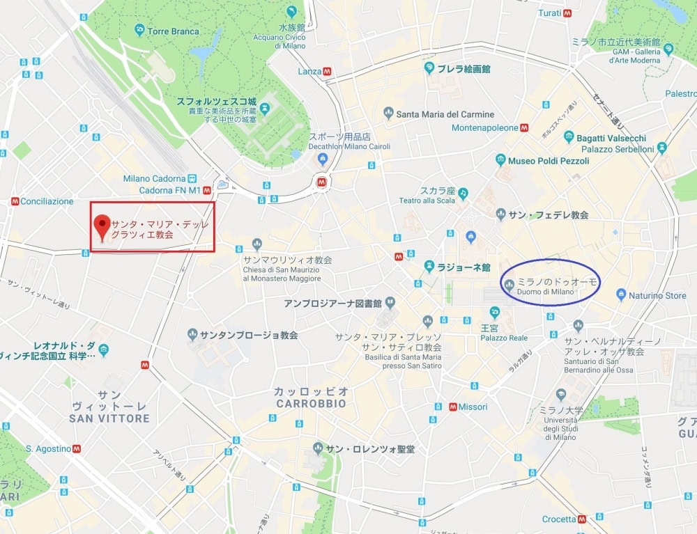 ミラノ・最後の晩餐地図