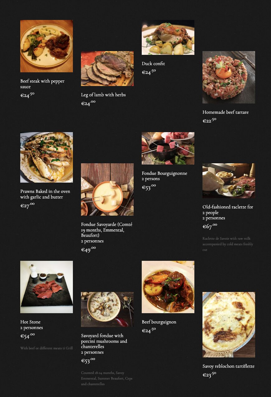 パリお勧めレストラン特集・le vieux bistrot・公式サイトのメニュー・