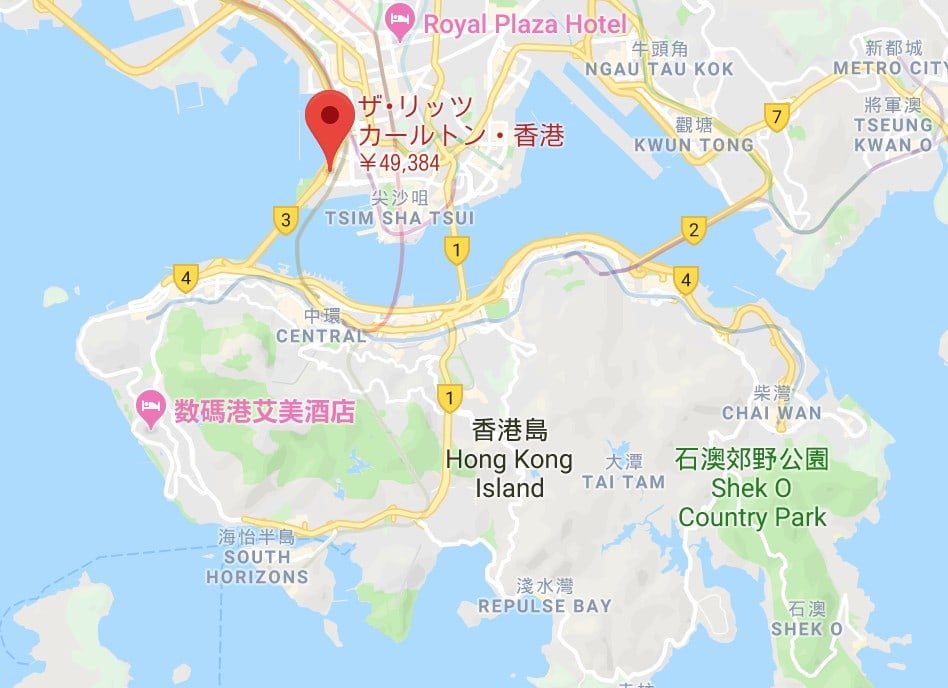 リッツ・カールトン香港の地図