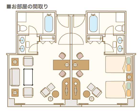 ウェスティンホテル大阪ジュニアスイートの見取り図