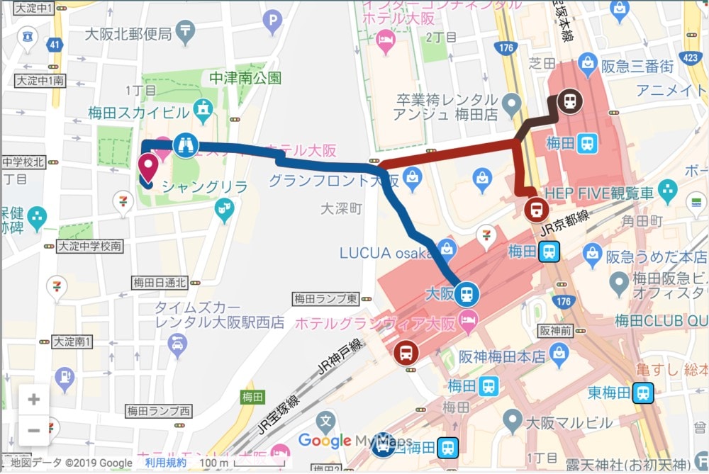 ウェスティンホテル大阪の地図