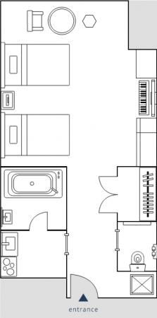 メズム東京宿泊記・チャプター1ツインの間取り図