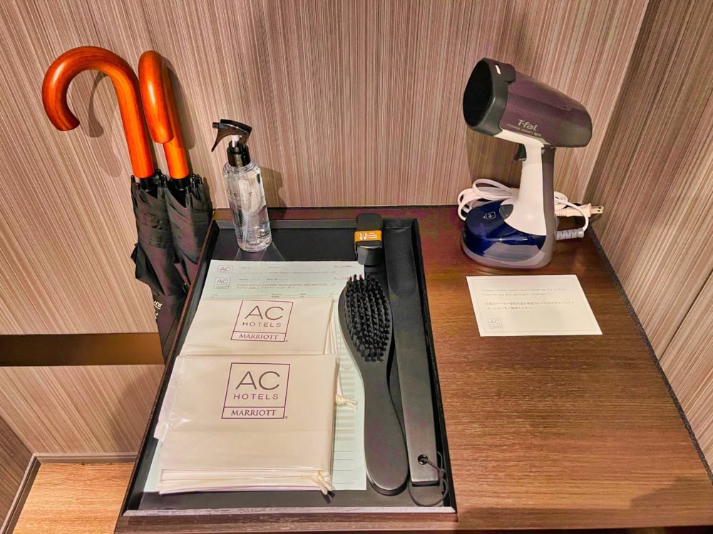 ACホテル東京銀座宿泊記・クローゼットの中身・スチーマーなど