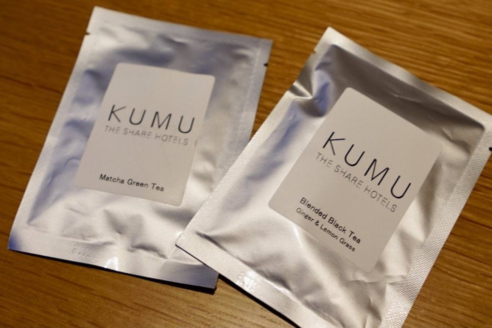 KUMU金沢宿泊記・ベッドルーム・ティーバッグ