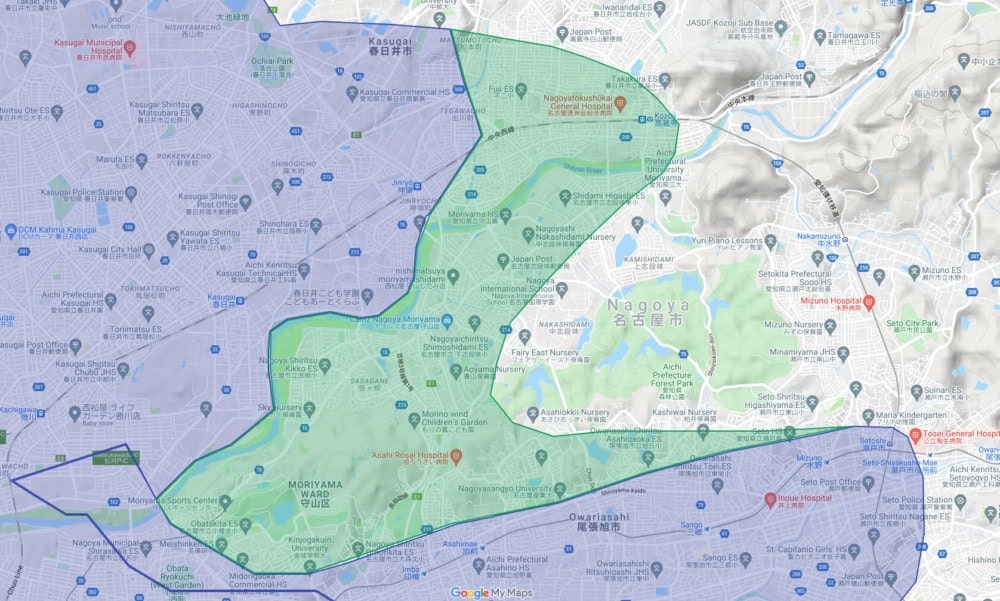 愛知県名古屋市守山区ほかUberetas配達エリア