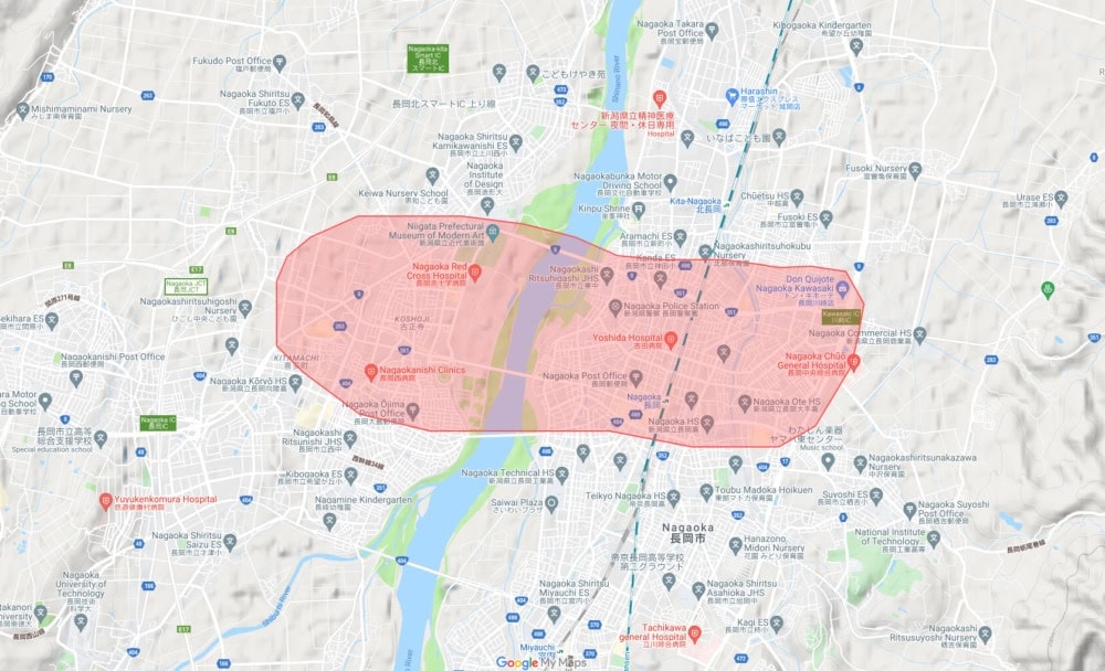 新潟県長岡市の一部地域