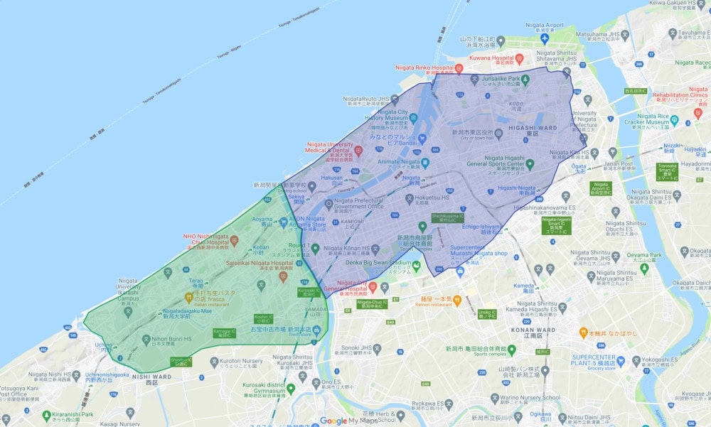 新潟県新潟市西区の一部地域