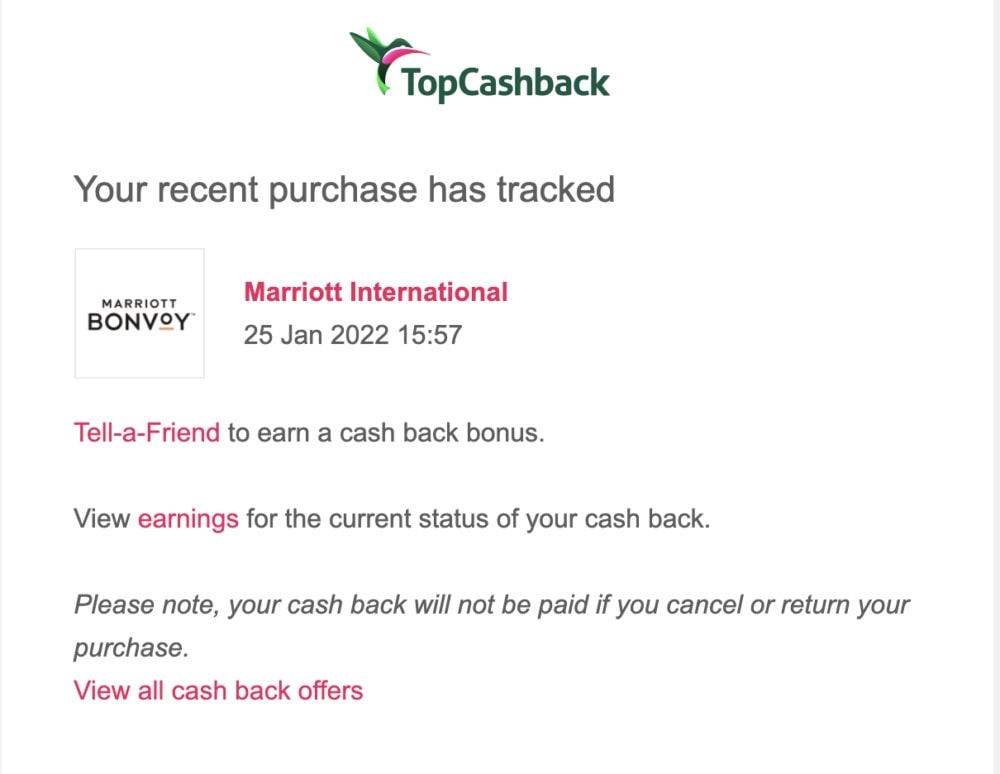 topcashback使い方・キャッシュバック予定メール