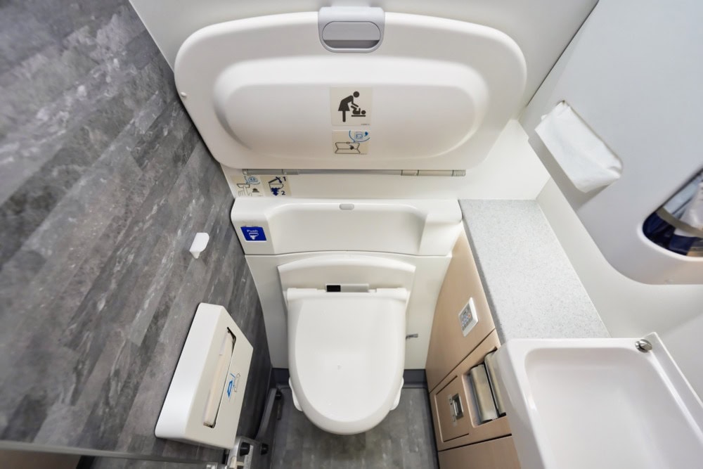 ANA新型ビジネスクラスTHE Room搭乗記・お化粧室全体