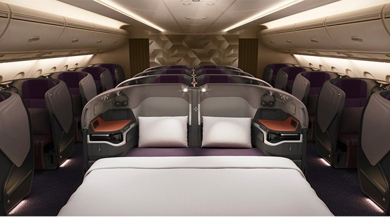 シンガポール航空スイート搭乗記・ビジネスクラスのダブルベッド