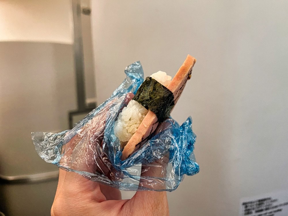 ZIPAIRフルフラットシート搭乗記/機内食・ポークおむすびを横から