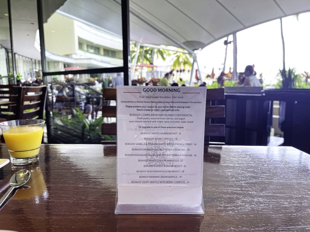 シェラトンワイキキ宿泊記・朝食メニュー