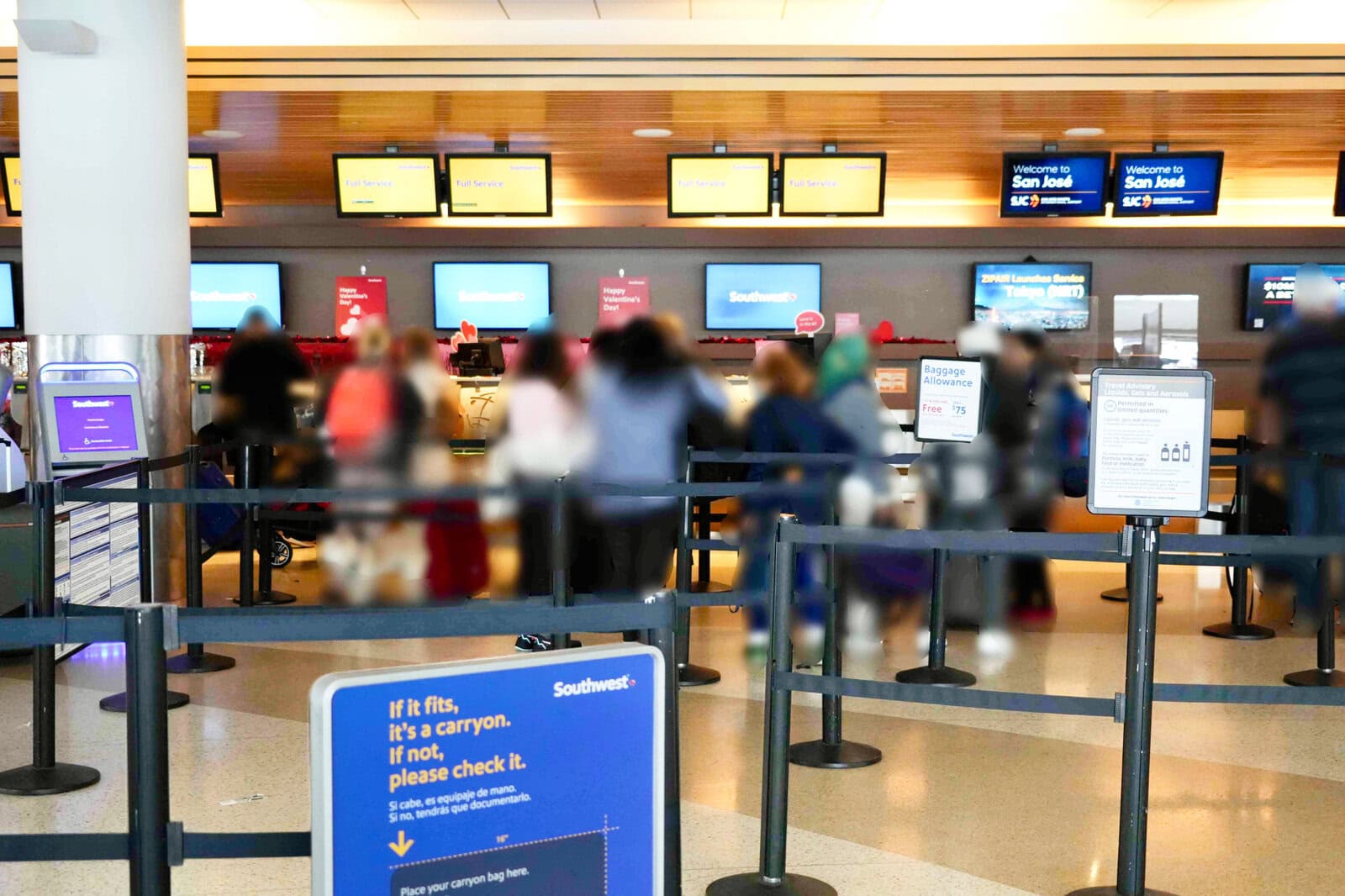 サウスウエスト航空のチェックインカウンター