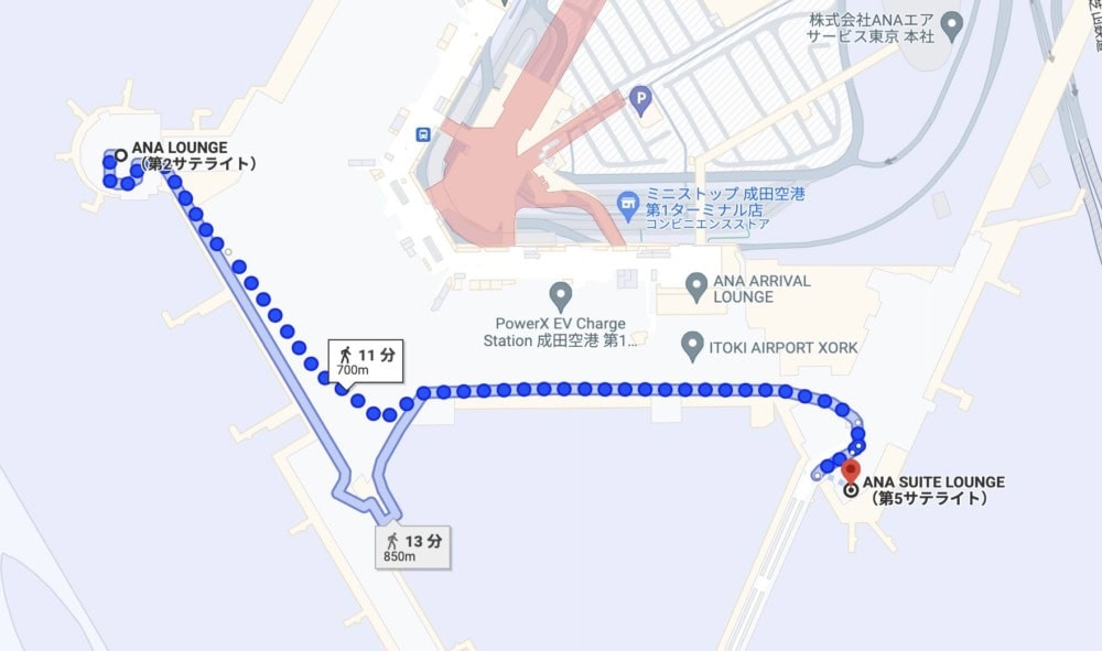 成田空港ANAラウンジの位置関係