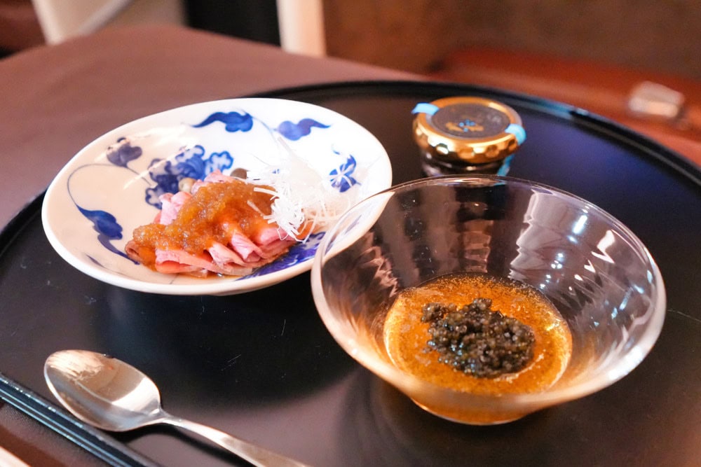 JAL国際線ファーストクラス搭乗記・和食・中皿