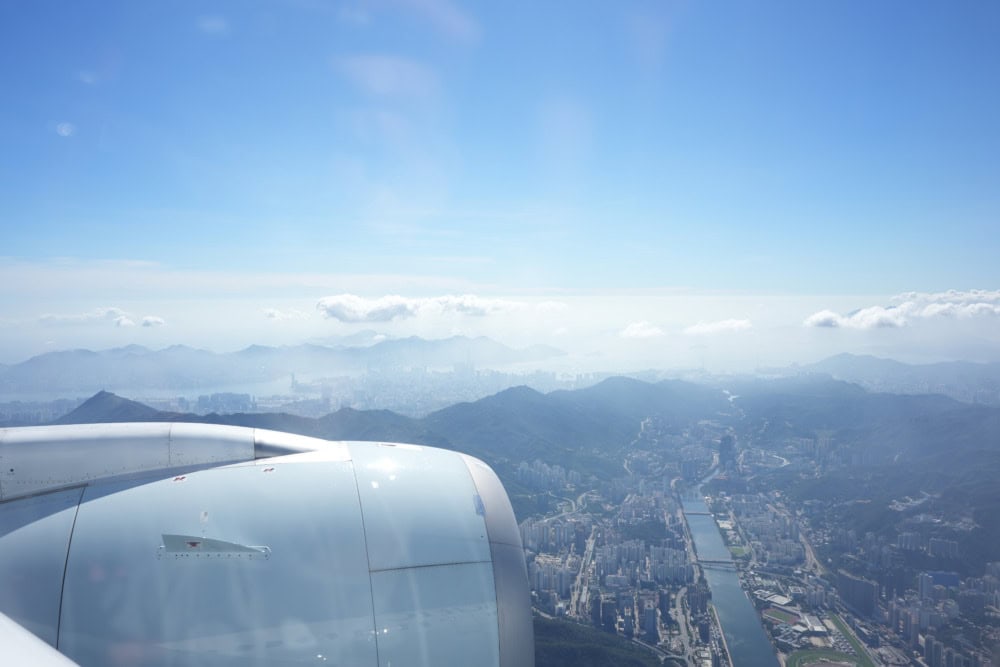 キャセイパシフィック航空プレミアムエコノミー搭乗記・香港の街並み