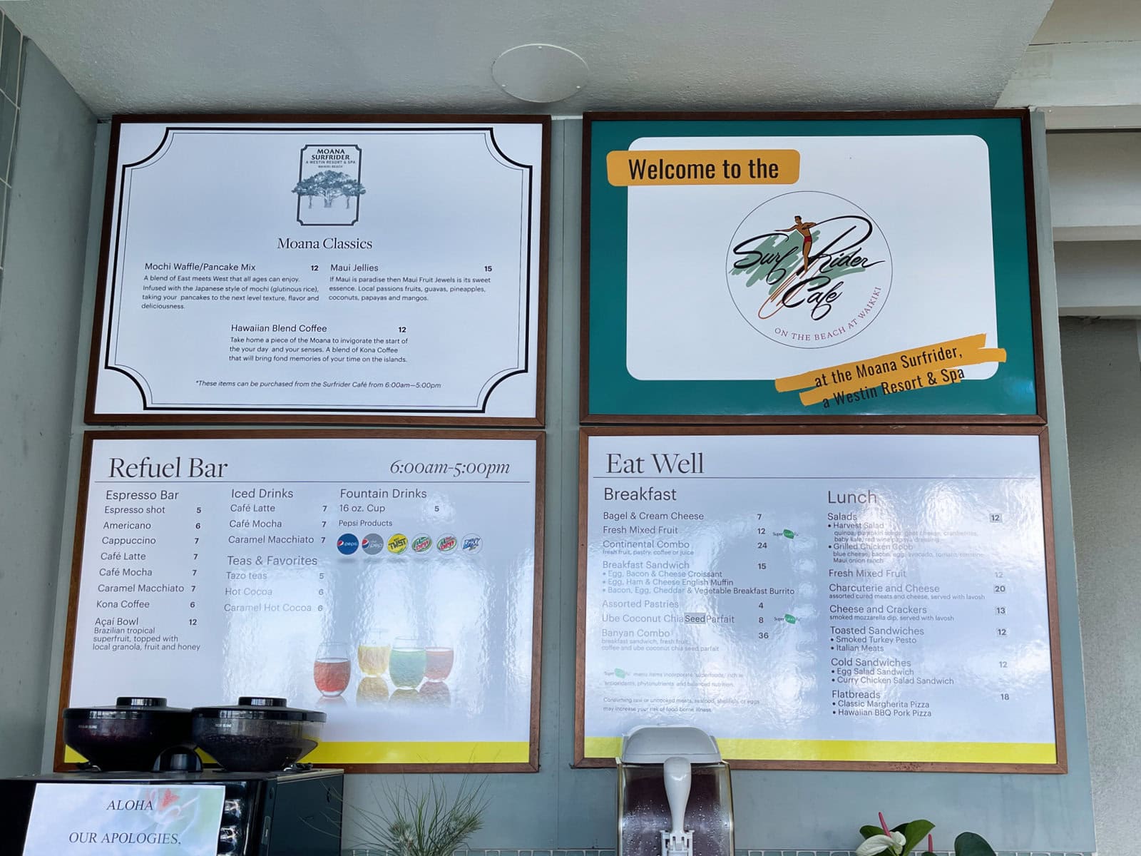 サーフライダーカフェのメニュー
