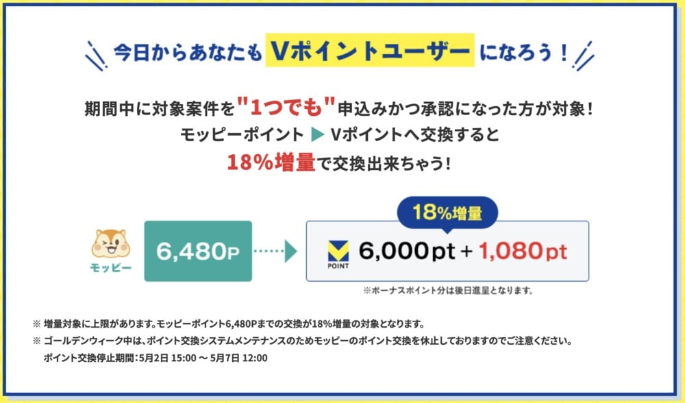 モッピー新Vポイント誕生キャンペーン
