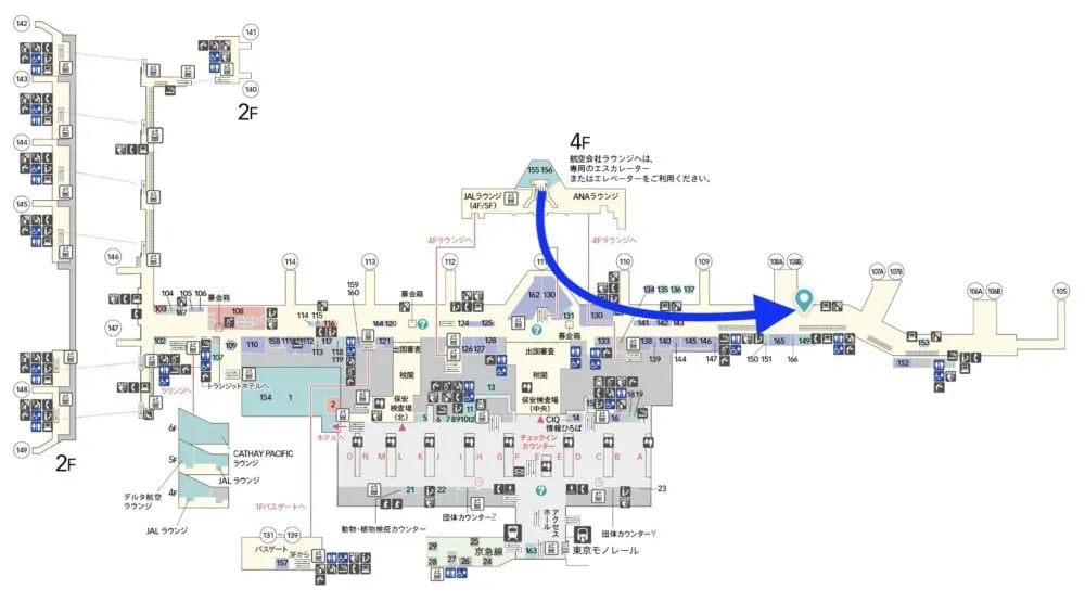 羽田空港第3ターミナル・スカイラウンジサウスへのマップ