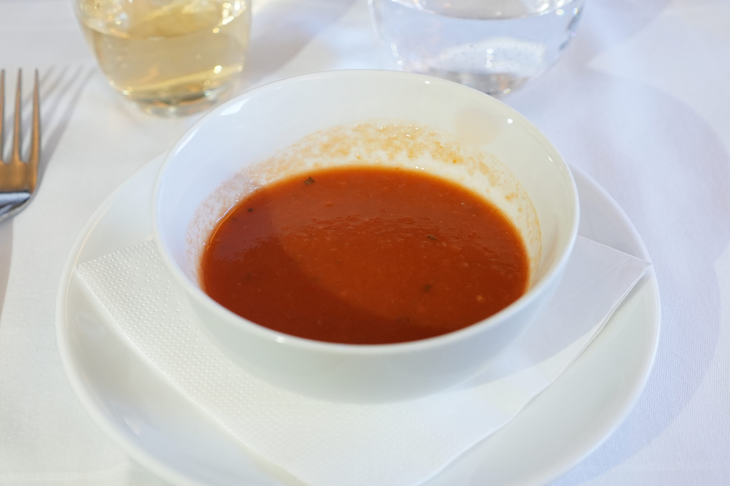 オーストリア航空ビジネスクラス搭乗記・機内食編・スープ
